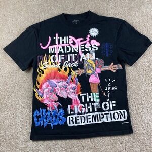 Travis Scott Utopia Chaos Saint Jack Graphic T Shirt Black Size S Made in Mexico
